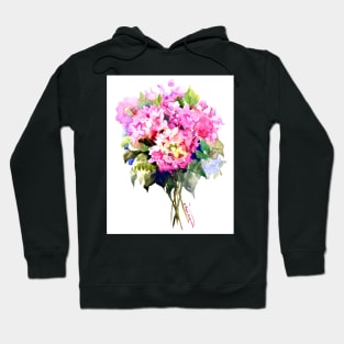 Hydrangea Flowers, Pink Floral Design Hoodie